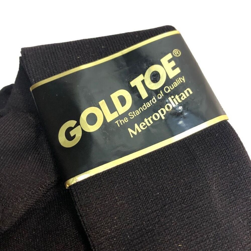 Gold Toe Metropolitan NOS Black Dress Socks Stretch Nylon
